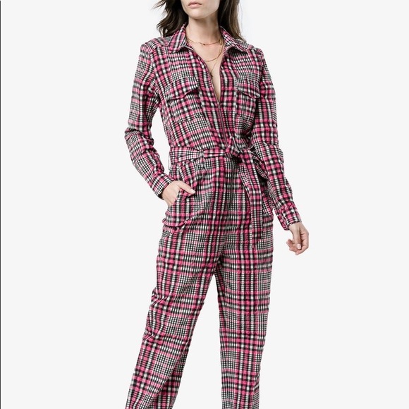 Pink plaid GANNI jumpsuit Size Small (DK 34) - Picture 1 of 12